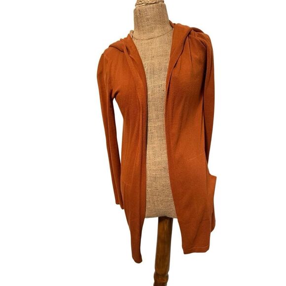 Cyrus Women’s hoodie midi cardigan open sweater sz small rust brown earth color - Picture 1 of 6